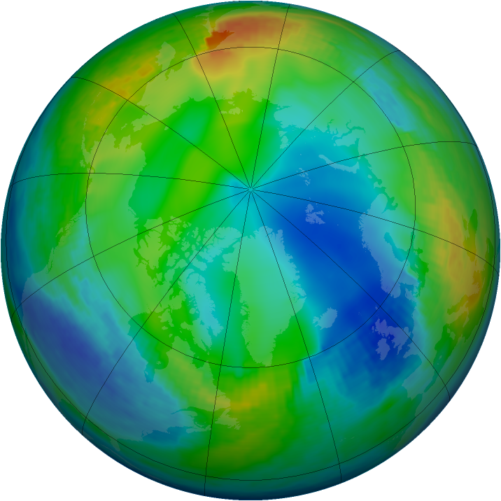 Arctic ozone map for 07 December 1991